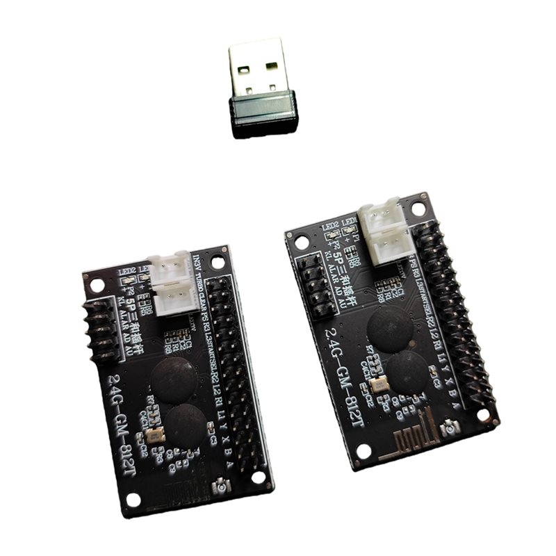 Joystick Arcade Parts - A99E-2.4G Kabelloser 2-Spieler-USB-Arcade-Joystick-Encoder mit Nullverzögerung für