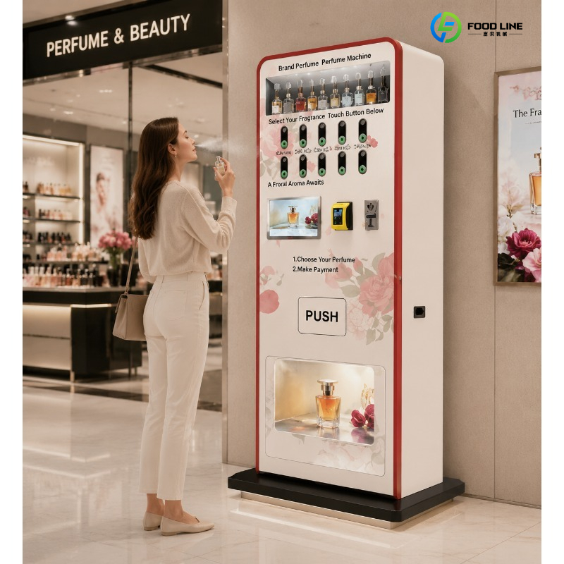 Popcorn Vending Machine - Parfüm-Verkaufsautomat mit Ober- und Untersprühfunktion, Smart-LCD-Touchscreen,