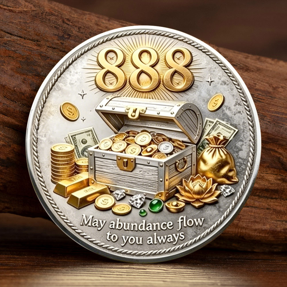 Token Coin Mechanism - 2D Gold- und Silberplattierte 888 Engel-Nummer