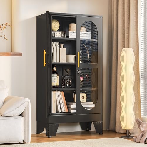 Glass Cabinet Display - 47 Zoll hoher abschließbarer Vitrinenschrank mit