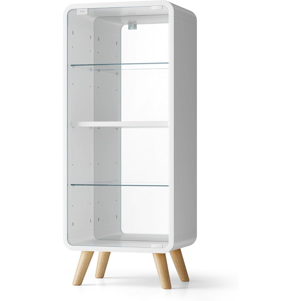 Glass Cabinet Display - 4-stufige, verstellbare Glasvitrine mit Spiegelrückwand, Figurenaufbewahrung,