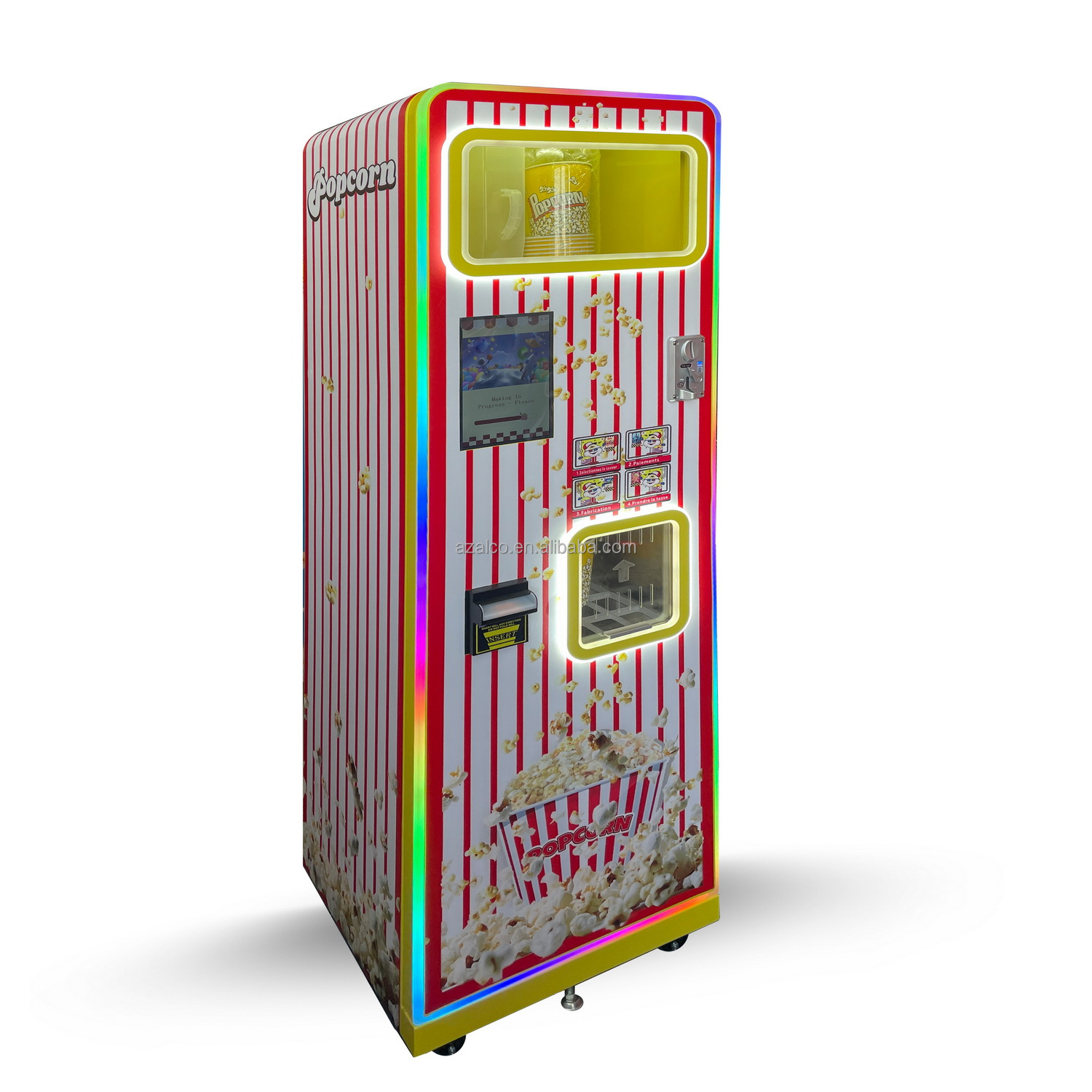 Popcorn Vending Machine - Kommerzieller Popcorn-Verkaufsautomat mit zwei Geschmacksrichtungen, Touchscreen,