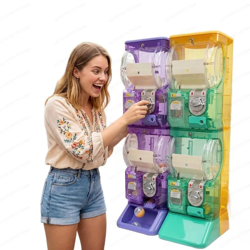 Arcade Vending Machines - Transparente weiße zweistufige Gashapon-Maschine, münzbetriebener Kapselautomat