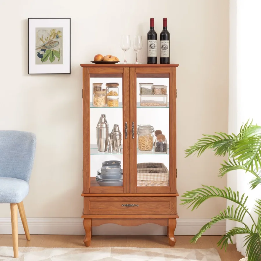 Glass Cabinet Display - Beleuchteter Glas-Vitrinenschrank, Weinschrank, Vitrine mit verstellbaren