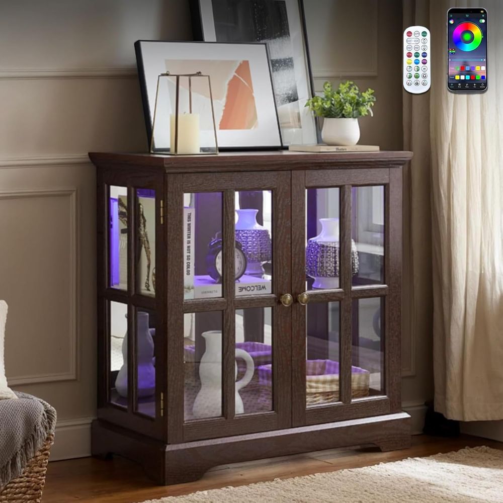 Glass Cabinet Display - 32-Zoll-Vitrine mit LED-Beleuchtung und 7 Farboptionen,