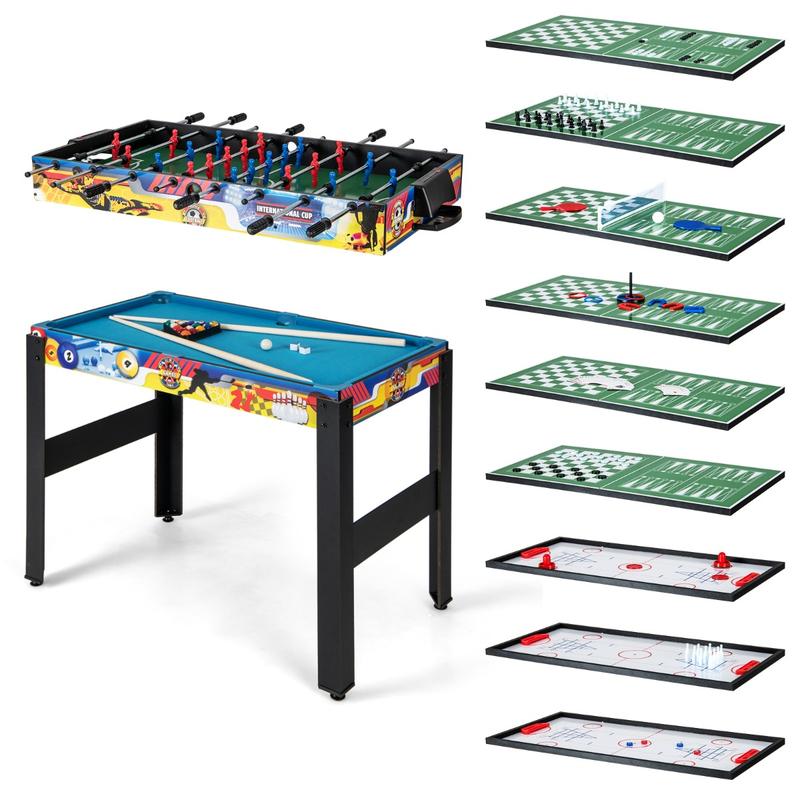 Air Hockey Table - 12-in-1 Kombi-Spieltisch-Set mit Tischfußball, Airhockey, Billard,