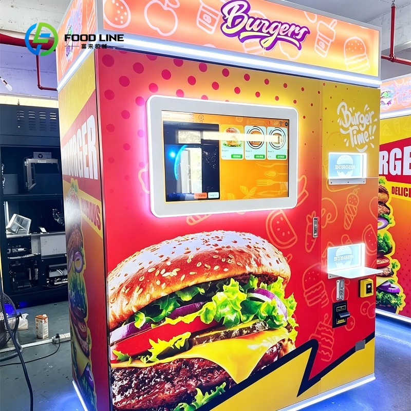 Popcorn Vending Machine - Maßgefertigter Automatischer Burger-Verkaufsautomat 24/7 Selbstbedienung Touchscreen