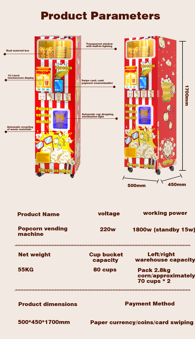 CE-zertifizierte Kommerzielle  – Popcorn Vending Machine Bewertung und Preis
