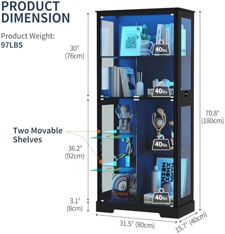 71'' Vitrine mit 5 Ebenen und  – Glass Cabinet Display Bewertung und Preis