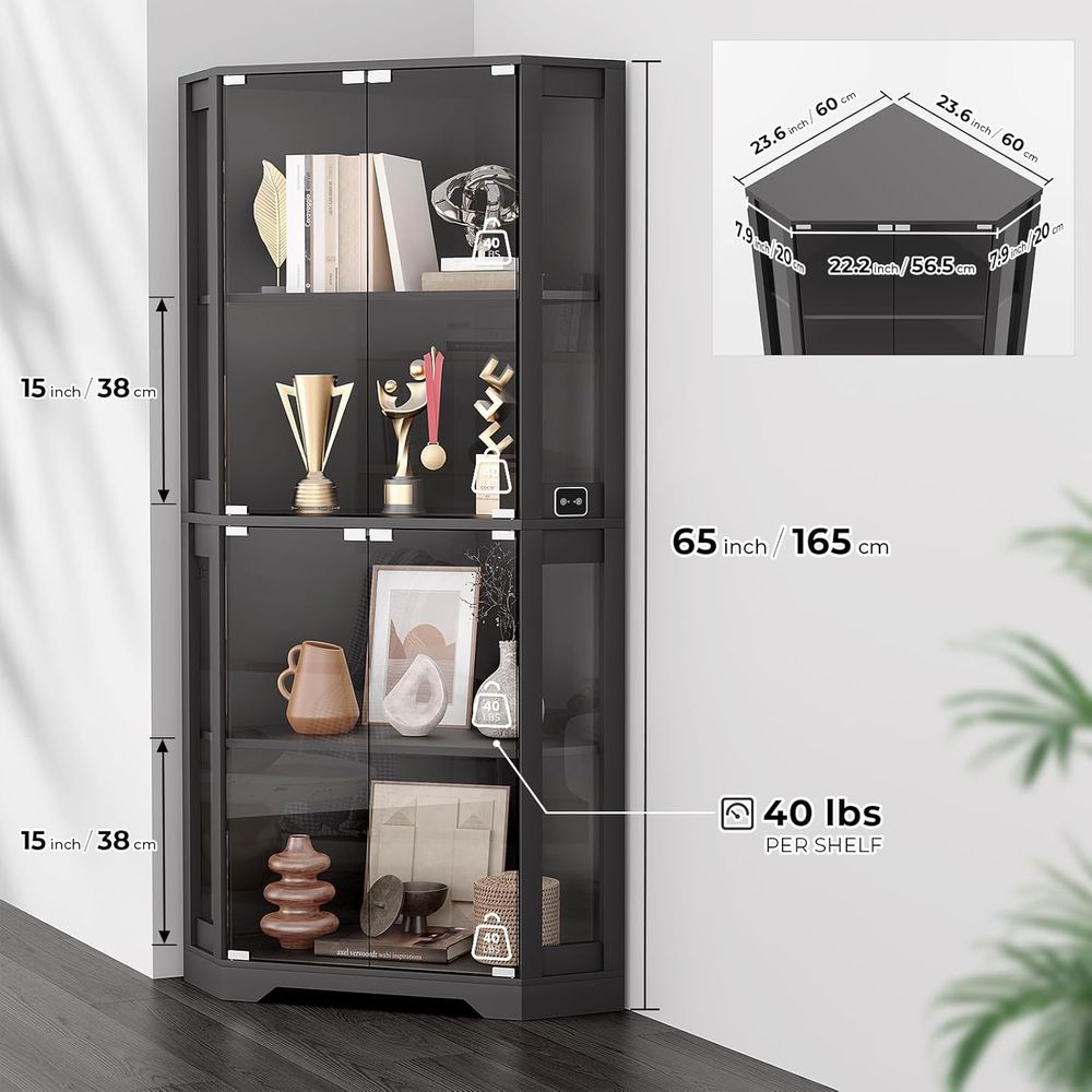 65 Beleuchtete Glasvitrine, 4- – Glass Cabinet Display Bewertung und Preis