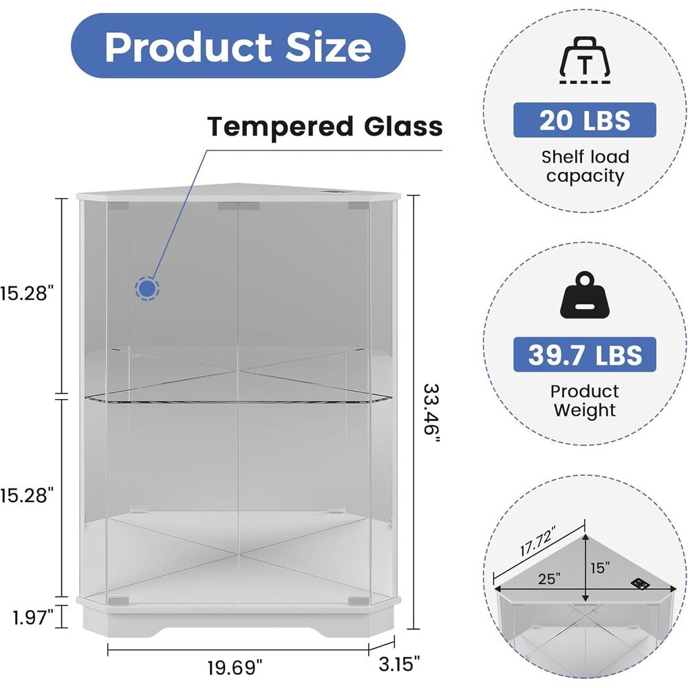 2-stöckige Glasvitrine mit LED – Glass Cabinet Display Bewertung und Preis