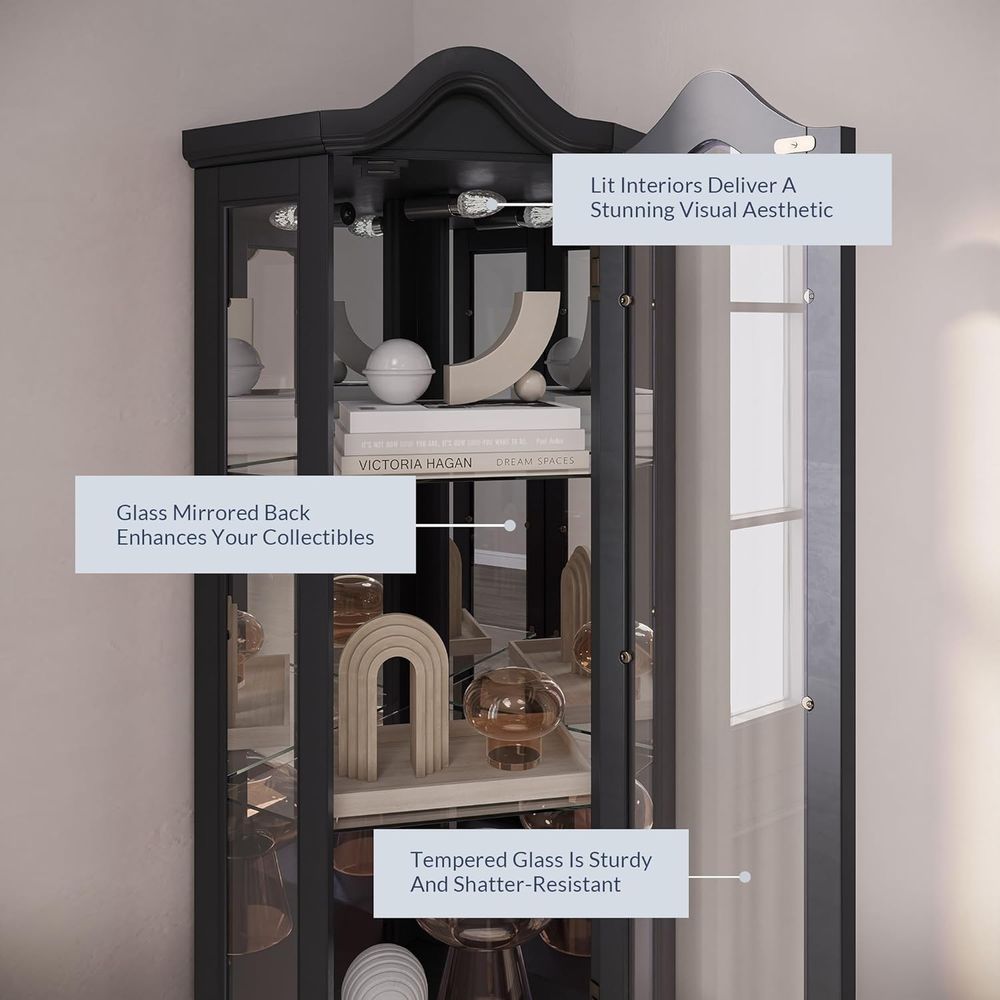 Beleuchteter 3-seitiger Glas-V – Glass Cabinet Display Bewertung und Preis