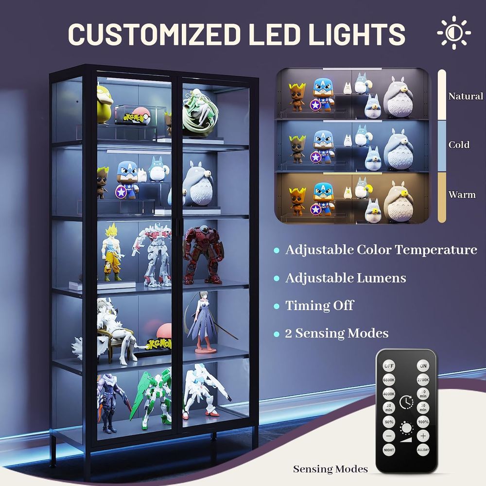 71 cm hohe Glasvitrine mit LED – Glass Cabinet Display Bewertung und Preis