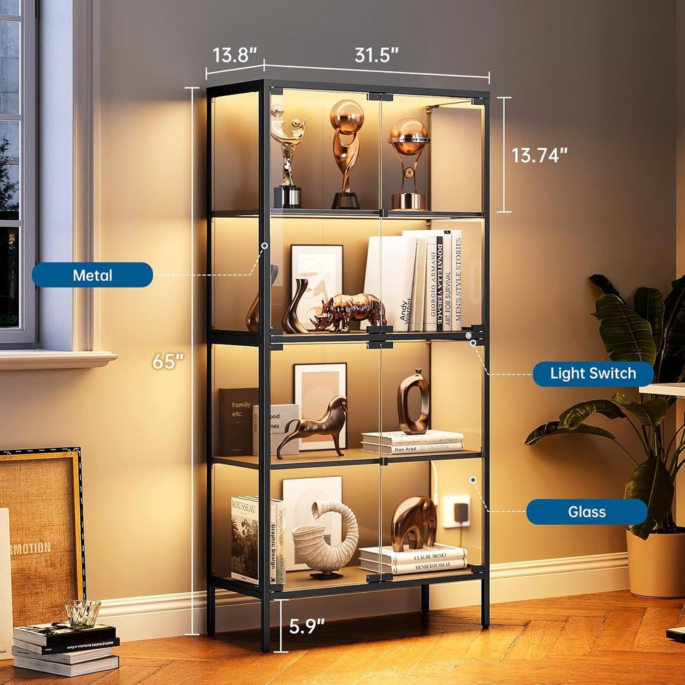 65 LED-beleuchtete Glasvitrine – Glass Cabinet Display Bewertung und Preis