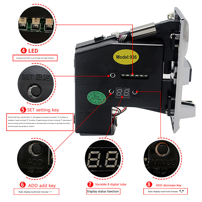 1pc 616 Multi-Münz-Slot-Akzept – Arcade Ticket Machine Bewertung und Preis