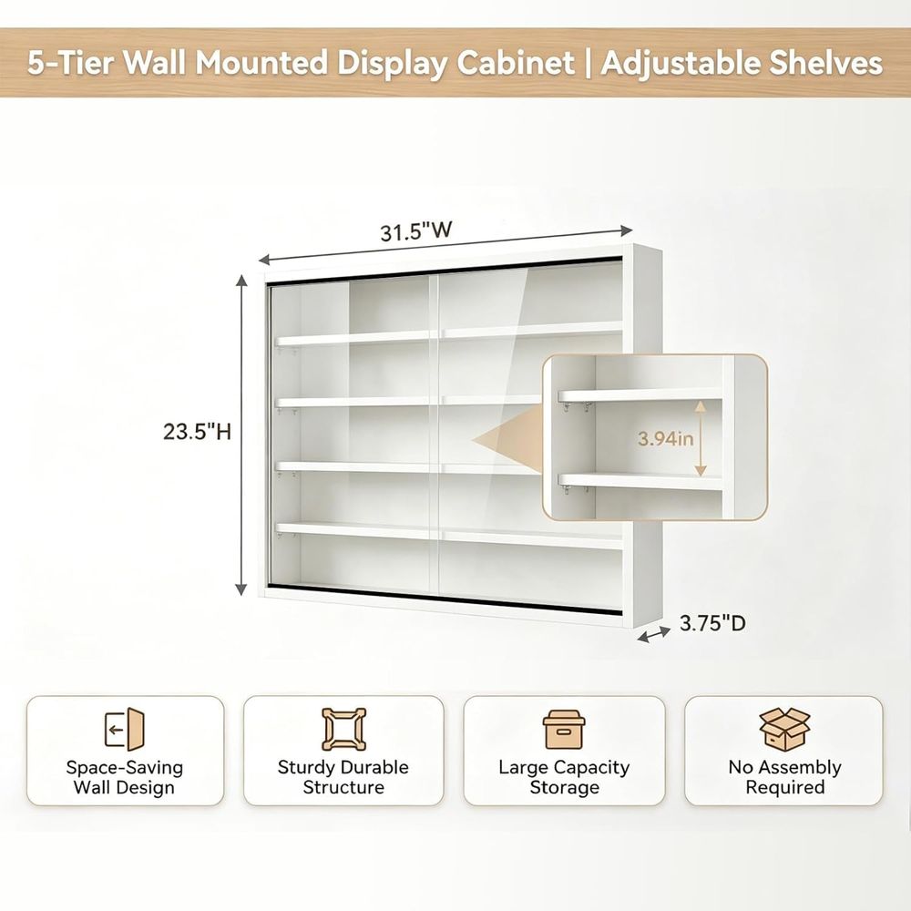 5-stöckiger Wandmontierter Sch – Glass Cabinet Display Bewertung und Preis