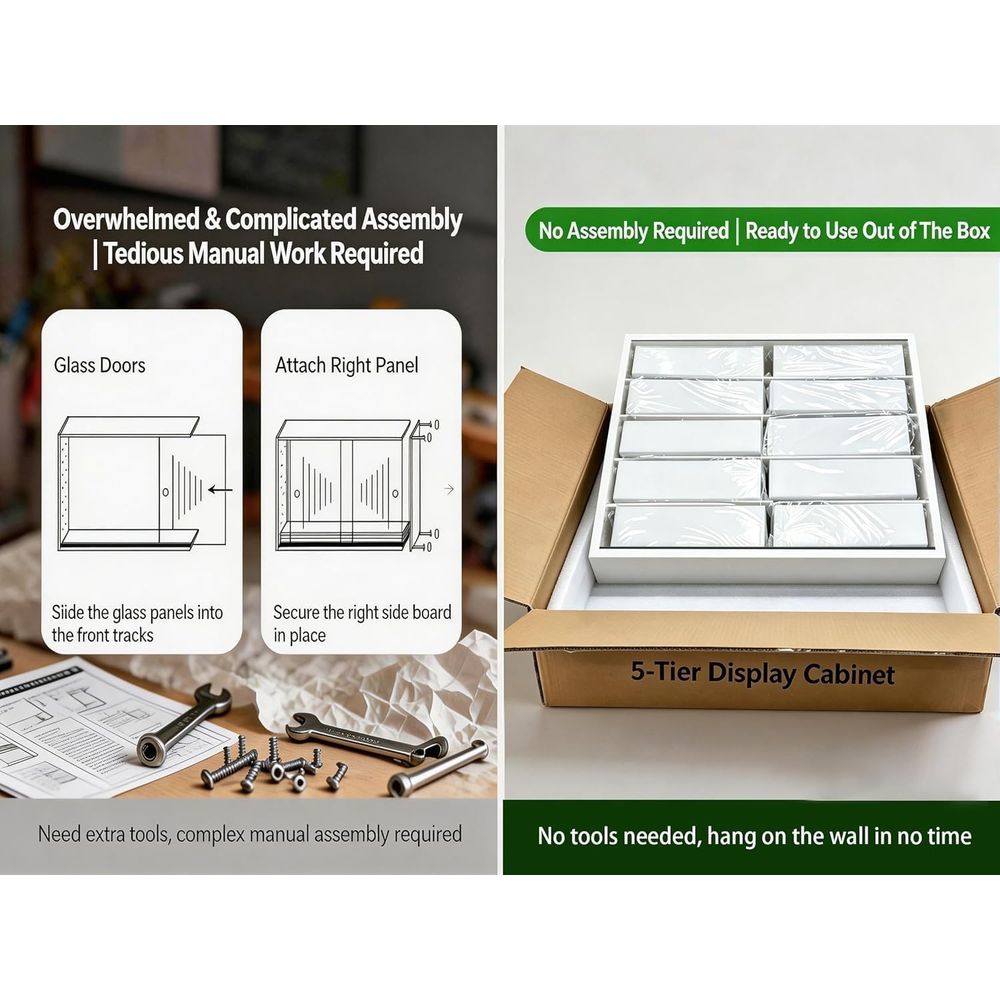 5-stöckiger Wandmontierter Sch – Glass Cabinet Display Bewertung und Preis