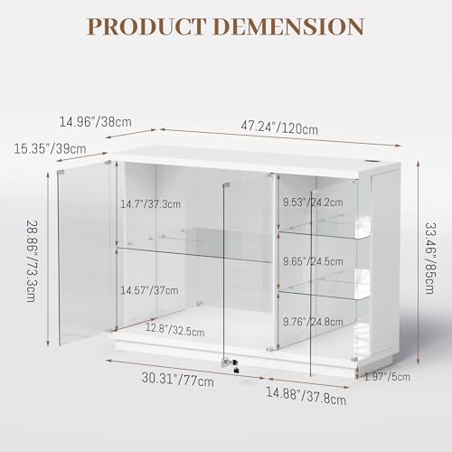 Glasvitrine mit Schloss & LED- – Glass Cabinet Display Bewertung und Preis